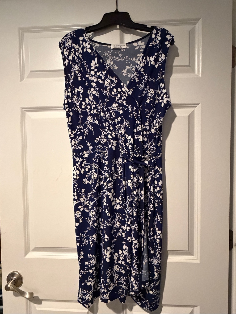 Kaileigh Navy and White Floral Wrap Midi Dress